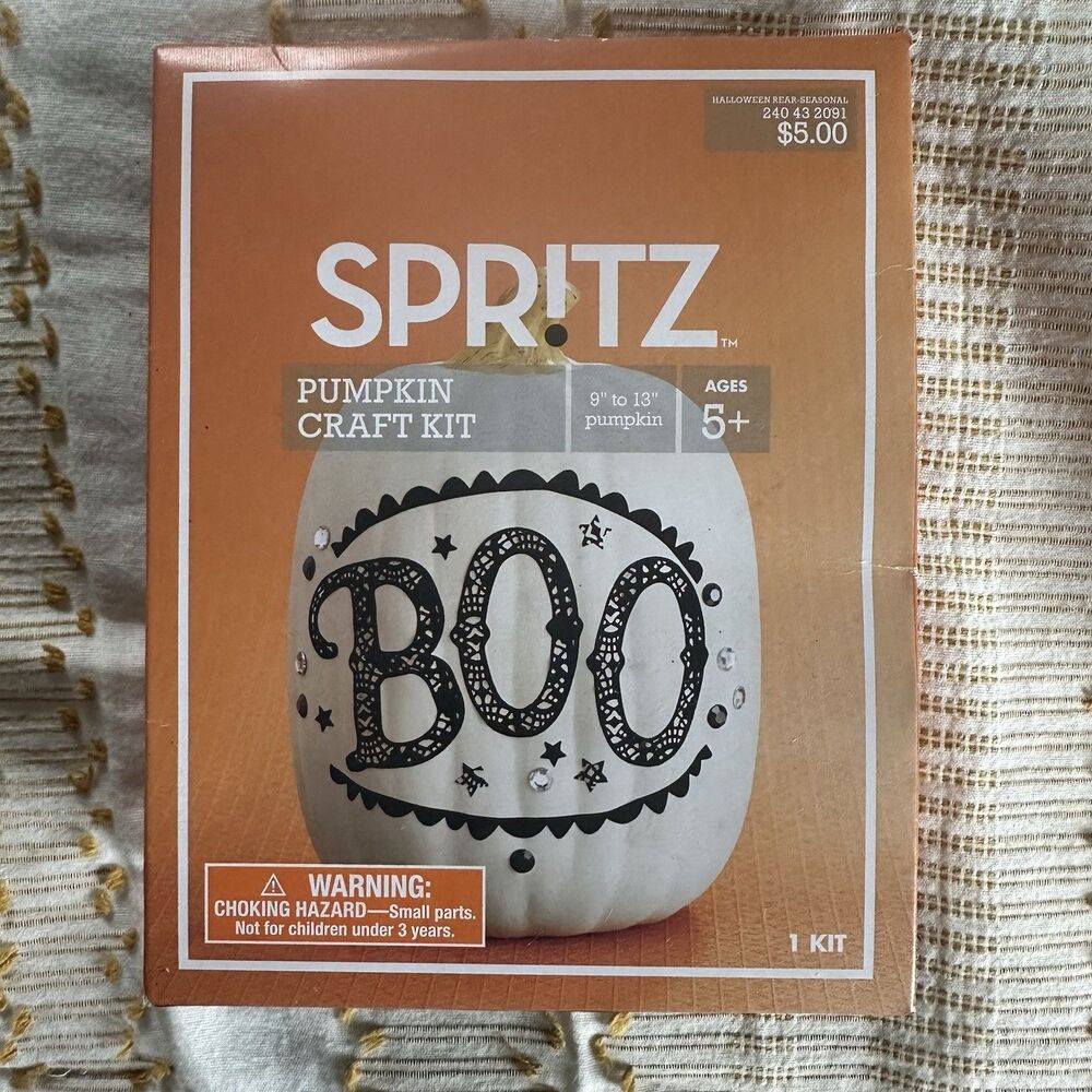 Spritz Pumpkin Craft Kit Boo Sticker Decal 9-13” Pumpkin Decoration Halloween